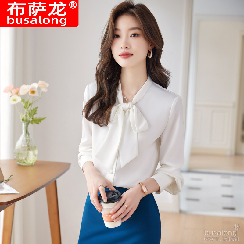 New Korean long sleeve shirt women's inch shirt professional slim work clothes plus size formal 6838