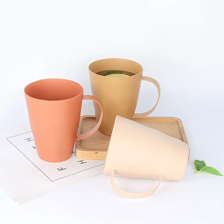 创意麦秸秆ins咖啡马克杯漱口杯牙缸 塑料旅行酒店便携茶杯带手柄