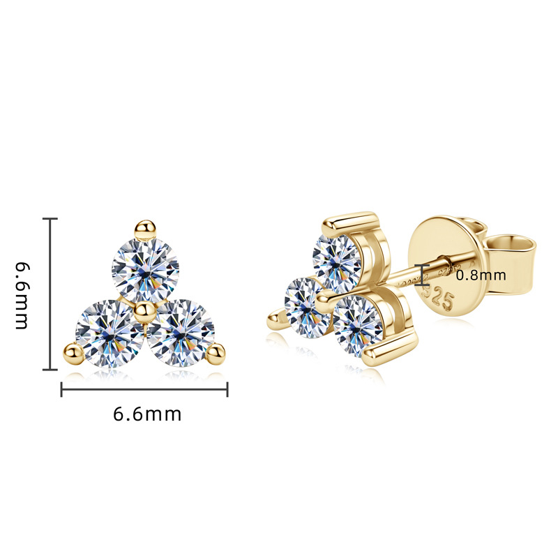 Flower Pattern Women'S Gender 1 Pair 925 Sterling Silver Moissanite Flower Ear Studs