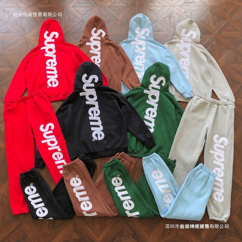 Cross-border 25FW Supreme heavyweight fleece-lined hooded sweatshirt with patch embroidery, American-style popular autumn/winter solid-color cotton Cross-border 25FW Supreme heavyweight fleece-lined hooded sweatshirt with patch embroidery, American-style popular autumn/winter solid-color cotton