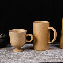 日式木杯創意木質馬克杯咖啡杯家用實木手柄隨手杯