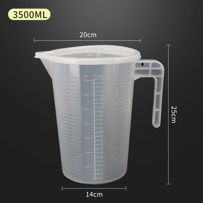 뚜껑이있는 수평 스트라이프 측정 컵 3500ML (두꺼운 pp 재료)