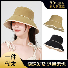 双面戴女士遮阳帽夏季户外防紫外线太阳帽舒适透气渔夫帽纯棉帽子