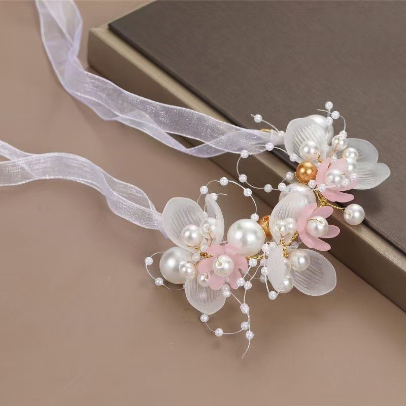 Fuchsia bracelet pearl, flowered