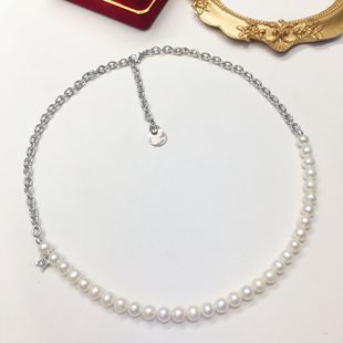 Trendy Influencer on Xiaohongshu Recommends Ins-Style Spliced Natural Freshwater Pearl Necklace Clavicle Chain