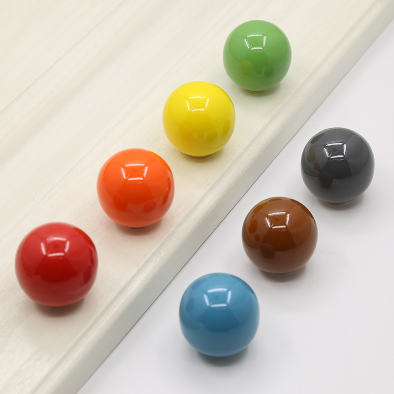 Colorful Ceramic Cabinet Door Handle Simple Cabinet Wardrobe Drawer Ball Round Single Hole Handle Bottle Cap Handle Handle