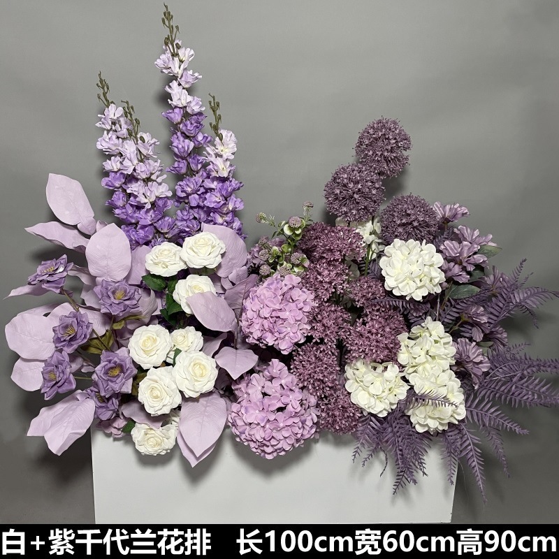 Flor de la boda de la flor Chiyeya rosa roja fila de orquídeas fila de flores bosque escena de compromiso decoración de la boda fondo de decoración