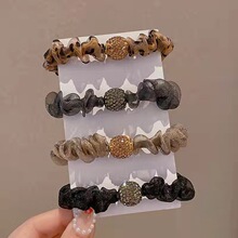 新款高端水钻头绳女秋冬扎头花发绳橡皮筋高级感毛绒皮套发圈