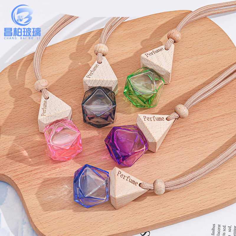 透明玻璃车载香薰瓶带绳挂件玻璃瓶香水分装瓶卫生间香氛分装瓶