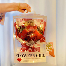 跨境母亲节情人节礼盒花束LOVE爱心小熊香皂玫瑰花束送老师礼物