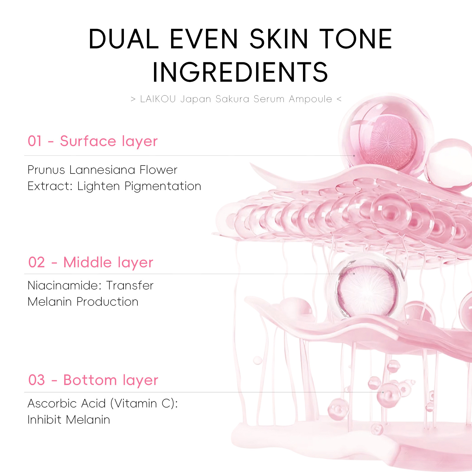 Cross-border new product Laikou Cherry Blossom Essence Ampoule 2ml*10 Facial Hydrating and Moisturizing Essence wholesale Niacinamide undefined