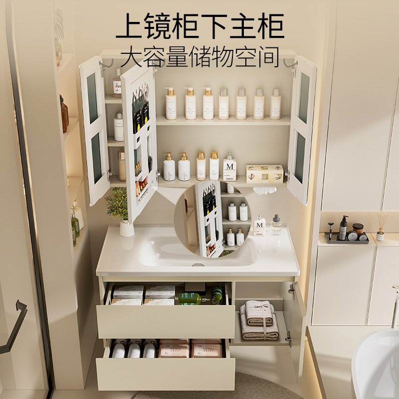 Gabinete de baño de acero inoxidable Doble cajón Gabinete de baño Combinado lavabo Unidad de gabinete Cerámica Unidad de lavabo Lavabo