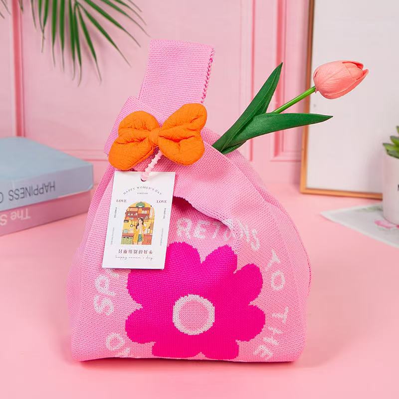 핑크 여덟 꽃잎 꽃 + 액세서리 색상 랜덤