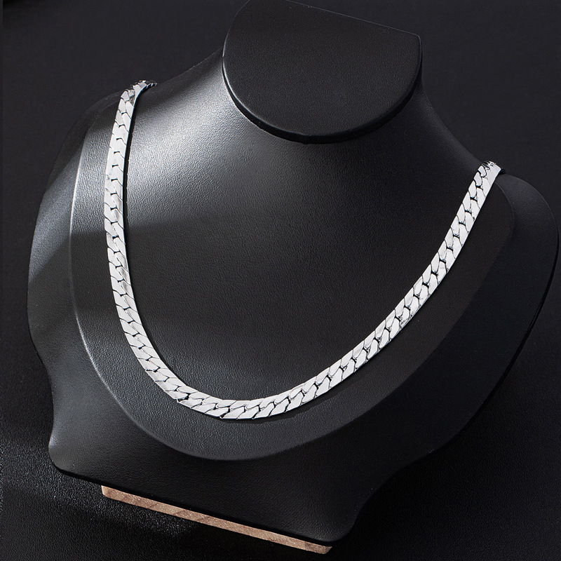 时尚不锈钢加密四面磨钛钢项链 男士古巴链宽马简约扁平NK链韩版