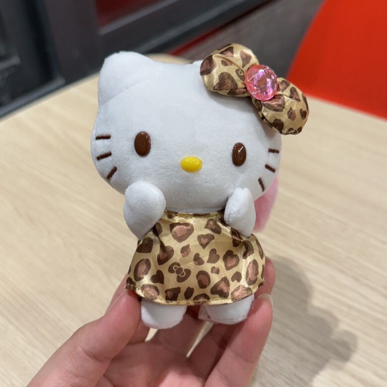 猫咪豹纹 黑皮贵妇粉色 长腿猫咪挂件毛绒公仔爱心扣挂饰1|undefined
