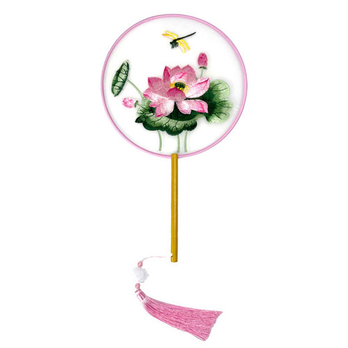 Ancient-style two-sided embroidered round fan silk half-transparent floral court fan for cheongsam and Hanfu photography and dance, palace fan