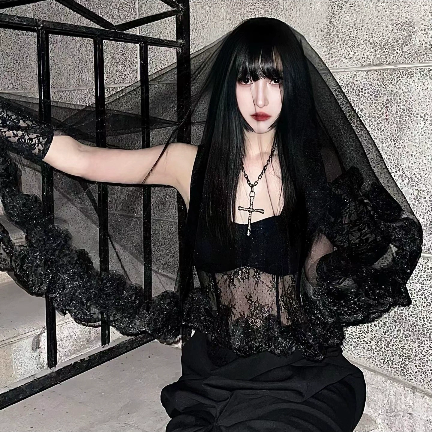Длинная прядь-призрак аксессуар для невесты, Хэллоуин, стиль Lolita