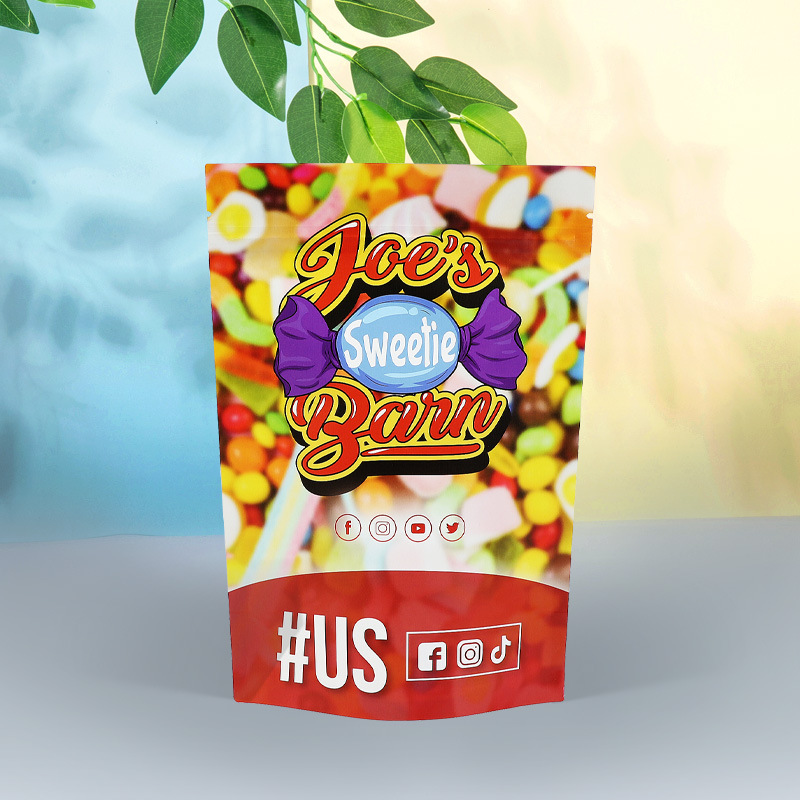 休闲零食糖果巧克力三边封食品包装袋自立自封铝箔零食拉链袋印刷