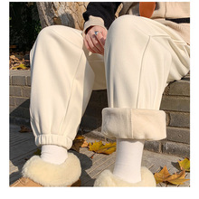 超厚保暖超柔卫裤女秋冬加绒2025新款束脚灯笼裤防风加厚运动裤子