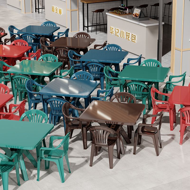 New Nordic Style Classic Plastic Dining Table and Chair Combination Thickened Barbecue Night Market Food Stall Beach Table and Chair Set