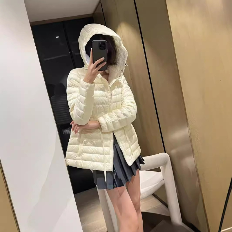 "Poison Family in stock" Correct Edition M Family Pocket Drawstring Autumn and Winter Lightweight Simple Women's Hooded Down Jacket Coat