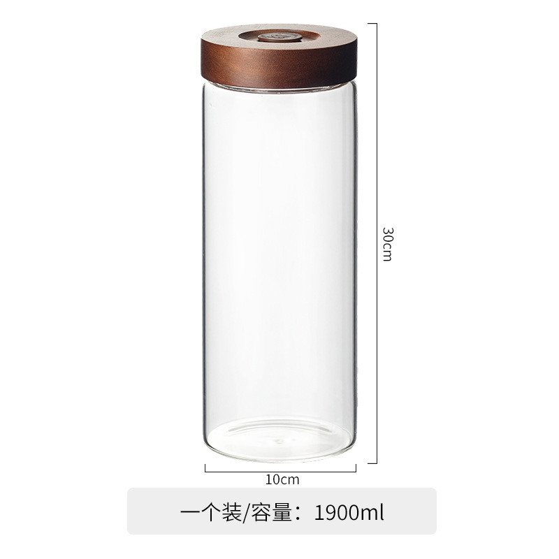 自动排气方形螺纹相思木盖泡酒瓶高硼硅玻璃罐储物罐密封玻璃罐|undefined