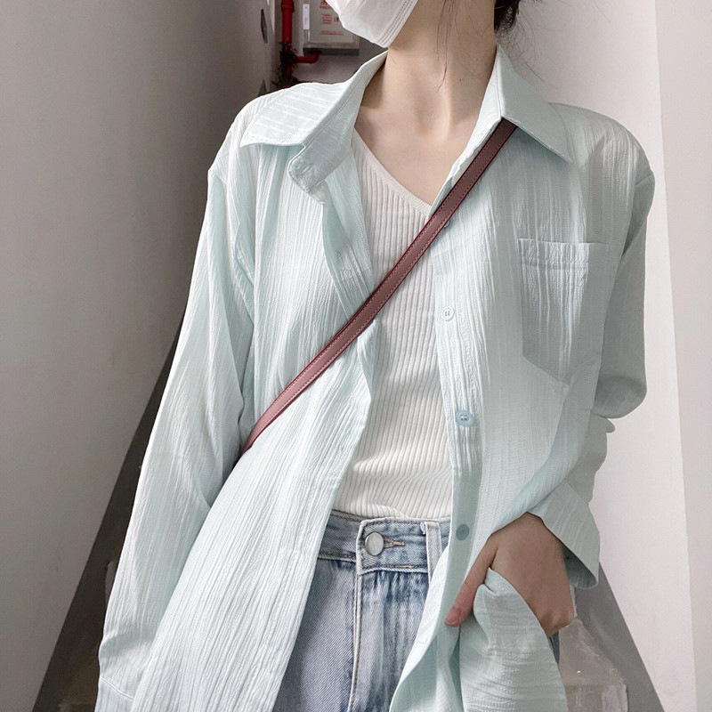 Sun protection shirt women's summer Korean style design sense niche loose thin cardigan shirt coat spring and autumn outer top Sun protection shirt women's summer Korean style design sense niche loose thin cardigan shirt coat spring and autumn outer top