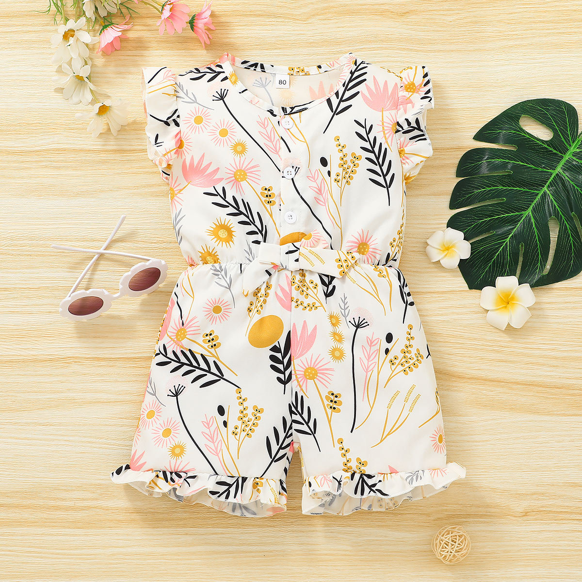 2022 Summer Children's Clothing Flying Sleeve Printed Jumpsuit Wholesale display picture 2