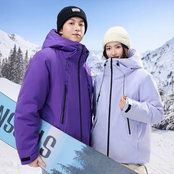 Customized LOGO winter outdoor sports cotton jacket, unisex, loose-fitting, hooded, waterproof, and suitable for couples