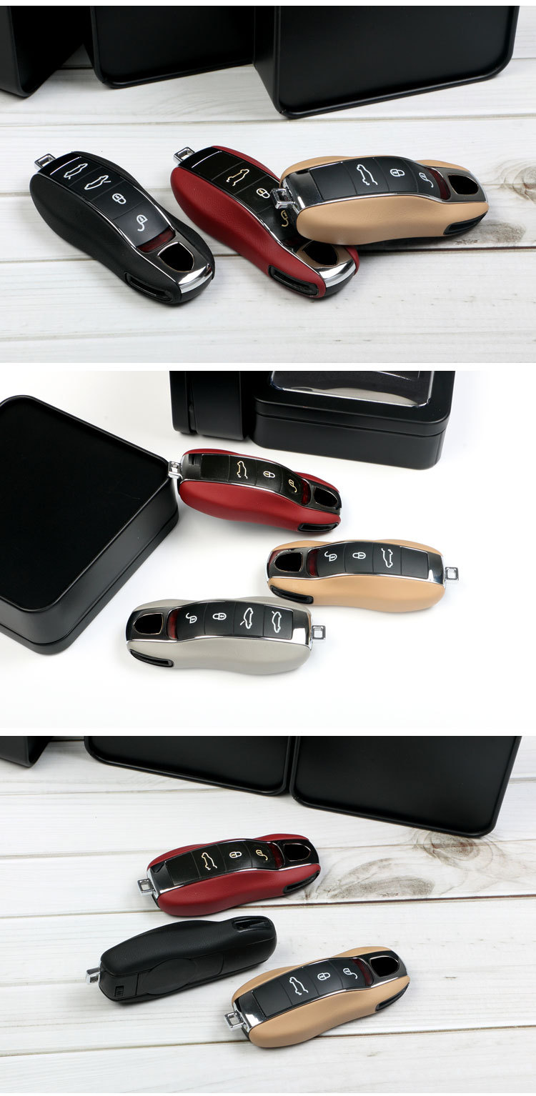 Suitable for Porsche Leather Key Case New Cayenne Cayenne Palamela Panamera911Taycan