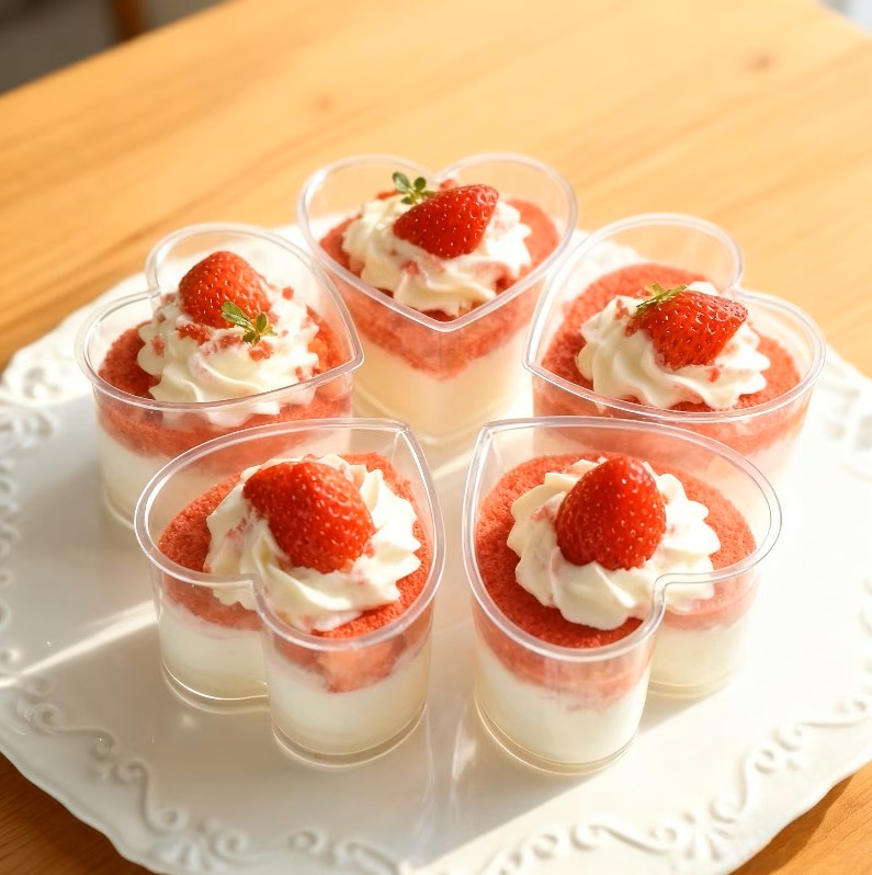 Strawberry red velvet cake disposable transparent love cup…