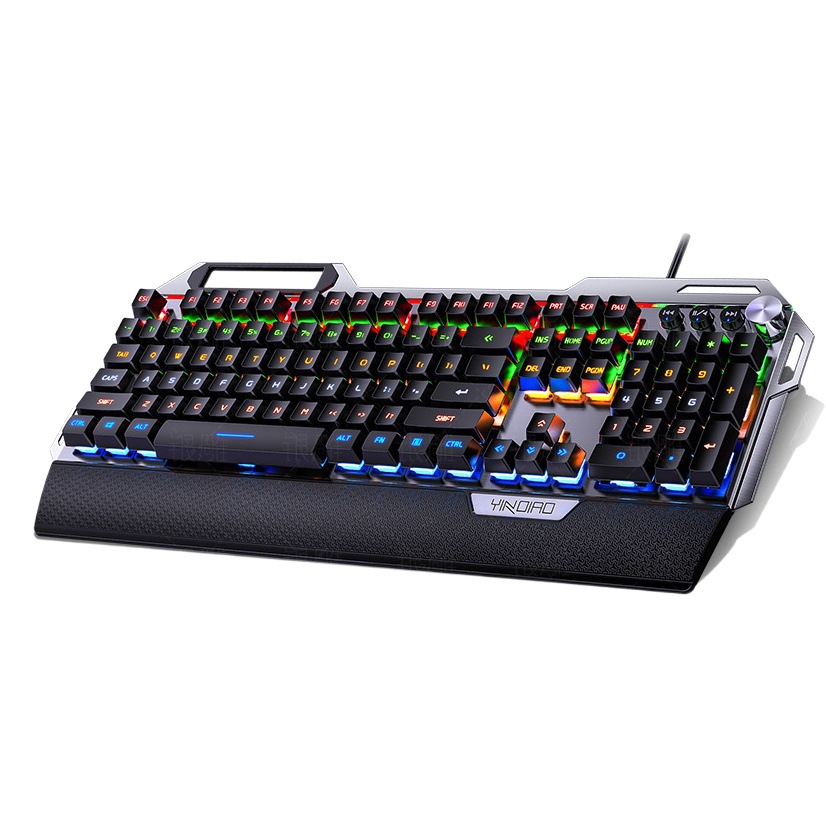 Talla de plata K100 metal real Teclado mecánico titular de la mano perilla juego eje verde con cable USB Amazon transfronteriza al por mayor
