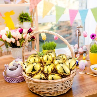 Cross-Border Easter Electroplated Golden Egg Plastic Open Egg Children's Gashapon Gift Egg Decorative Egg Toy Set Egg