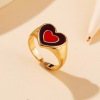 Cross -border INS new double -layer dual -layer love coffee two -color sweet love drip oil rings