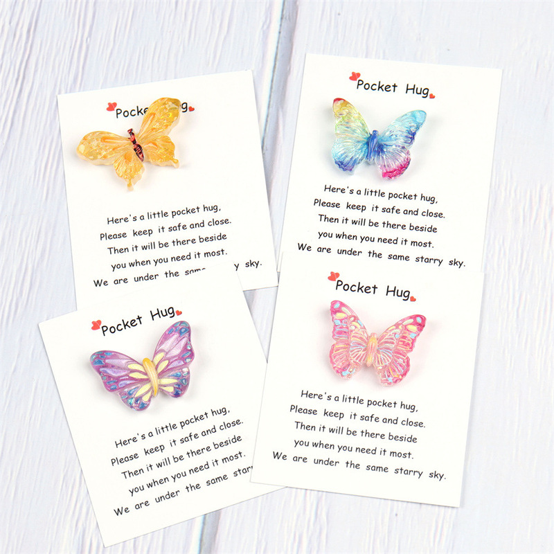 Cross Border Butterfly Embrace Card Cartoon Decorative Pocket Embrace Card with Encouragement Card Pocket Hug Cards