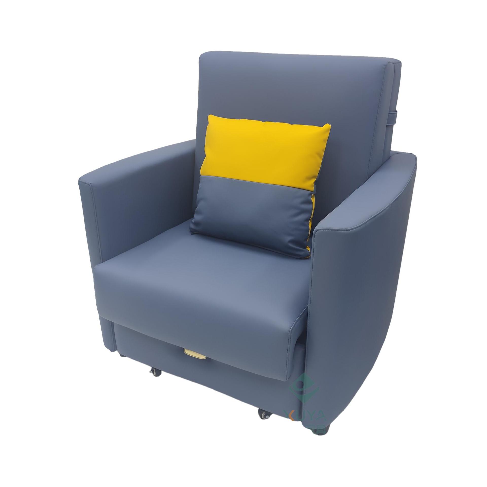 Almacenamiento plegable multifuncional de una sola persona balcón sofá cama de almuerzo tecnología tela de cuero silla de acompañamiento médico