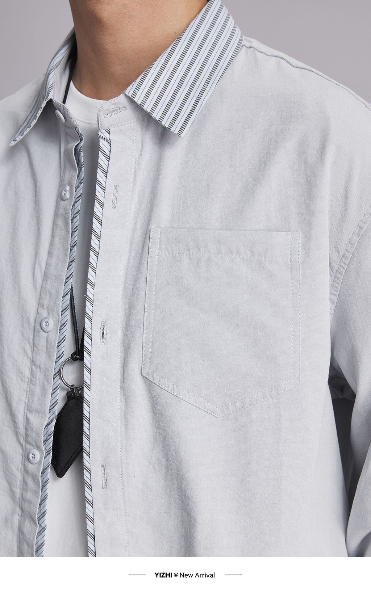Áo chống nắng nam dáng rộng phối vải cotton phong cách lịch lãm — Xanh navy chi tiết 19