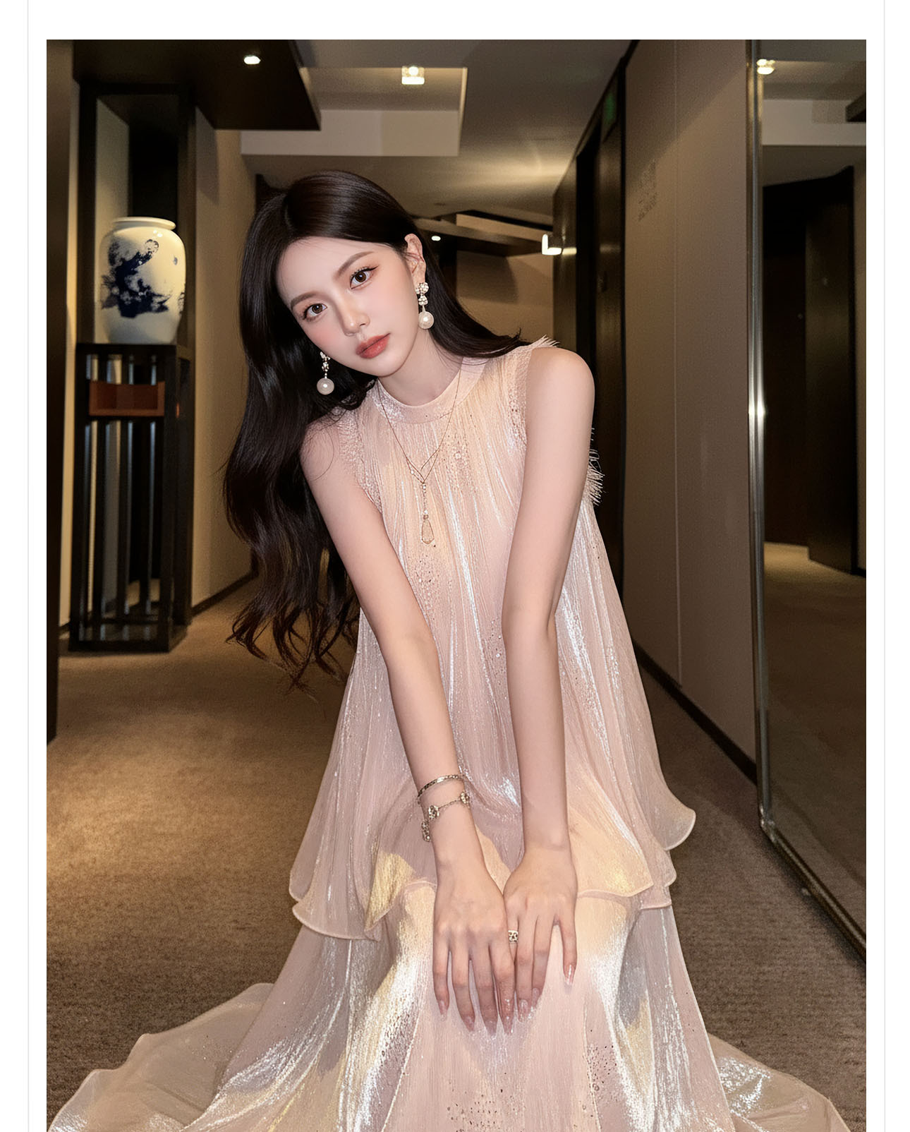 Bộ áo ren hoa + chân váy đính đá hai mảnh phong cách tân cổ điển — Trang chủ, bộ đồ, nửa váy chi tiết 5