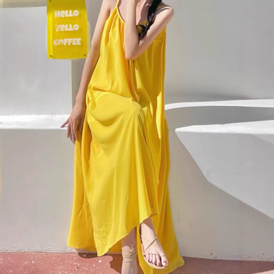 Hainan Sanya Travel Wear Backless Beach Long Dress Women's Seaside Holiday Photo Clothes Super Fairy Sling dress