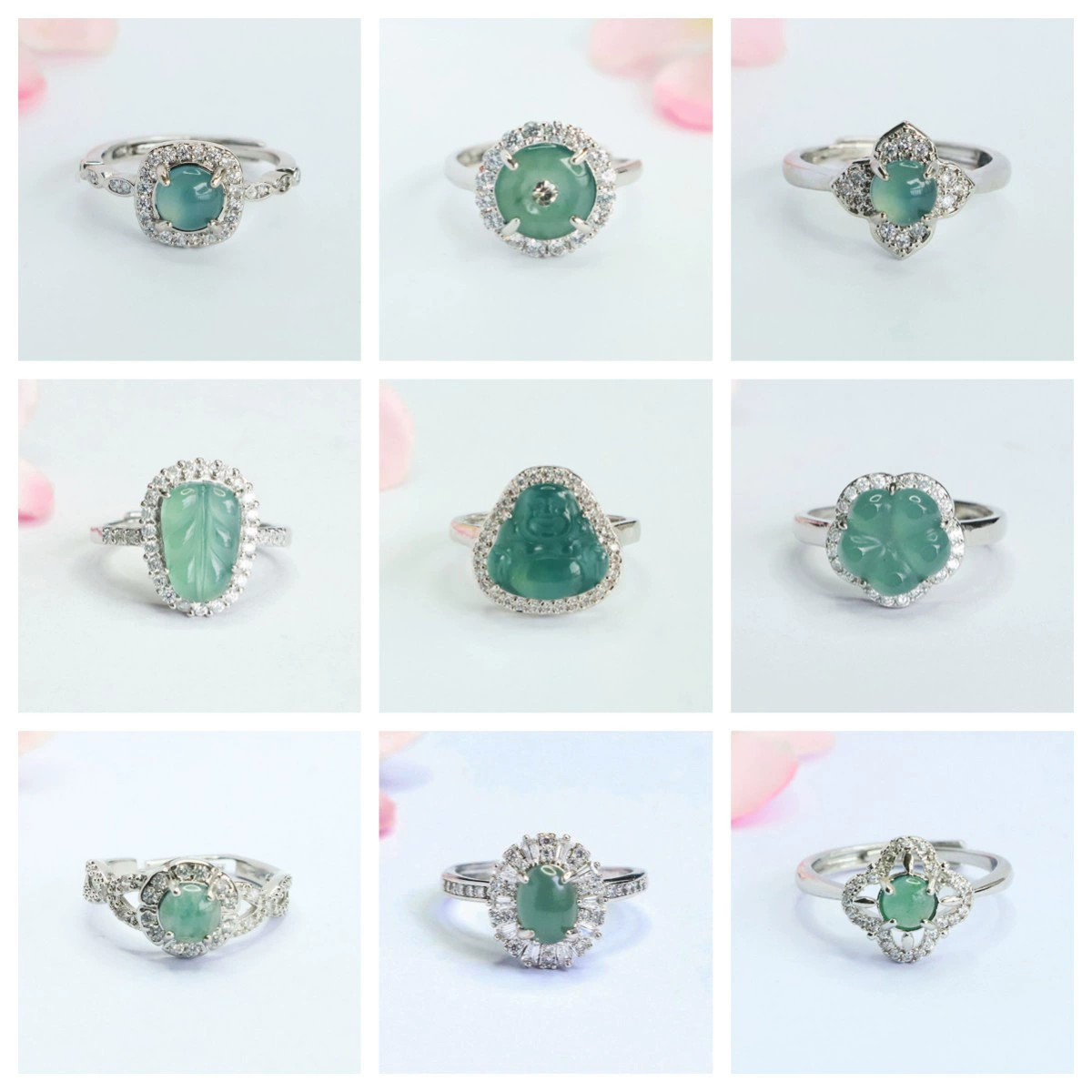 Кольцо с натуральным нефритом Гуань Ю класса А, синий цвет, инкрустированное драгоценным камнем, оптовая продажа для прямых трансляций S5051704L