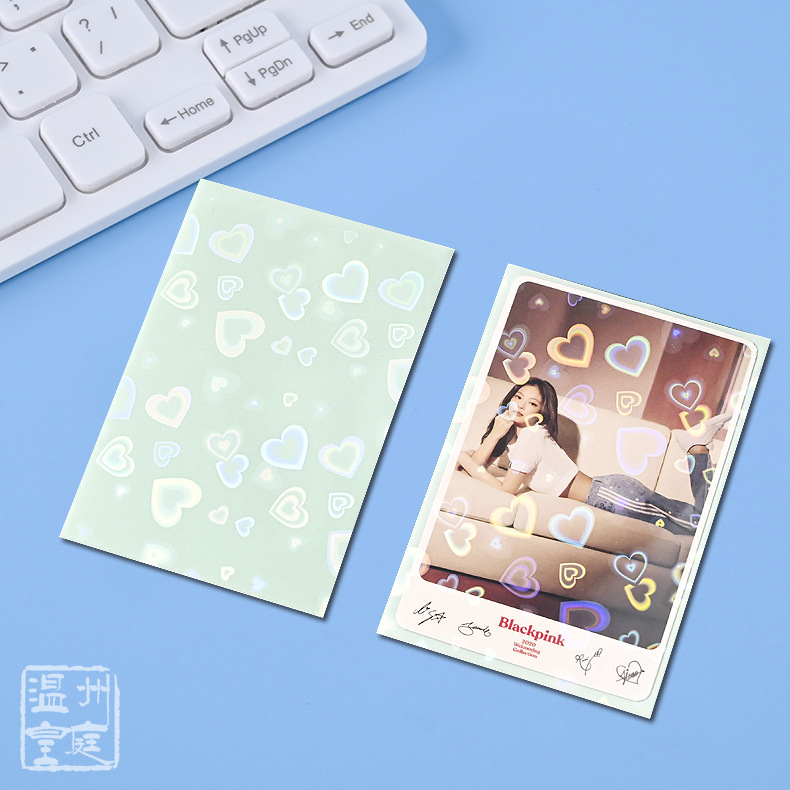 Estilo de ins transparente película de tarjeta de dos capas película de tarjeta láser película de tarjeta esmerilada estrellada tarjeta pequeña estrella de aidou titular de la tarjeta de película