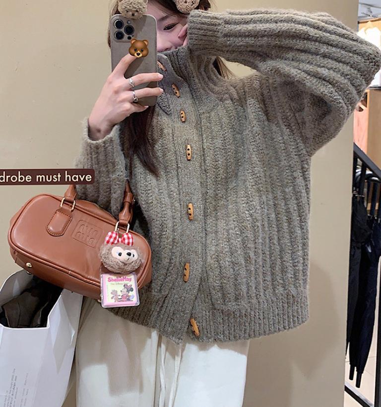 Japón y Corea del Sur relajados suéter de cuello alto de invierno femenino retro suelto camiseta de punto cálida pequeña moda de abrigo universal
