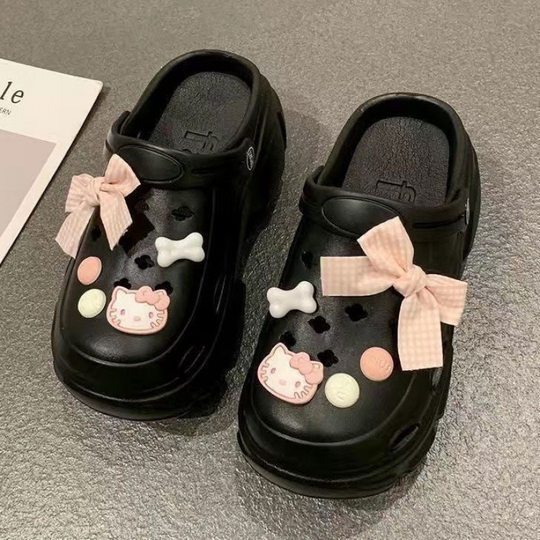 3.5cm Hole Shoes Women's Summer Outer Wear 2024 New Super Thick Bottom Fashion Internet Celebrant Increased Non-Slip Deodorant Sandals