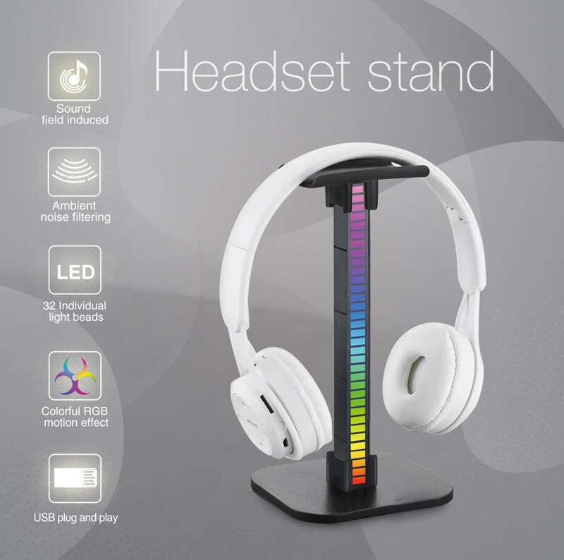 Luminous Headset Bracket Headset T12 Pickup Atmosphere Light rgb Bluetooth E-Sports Desktop Headset Hanger Storage Rack