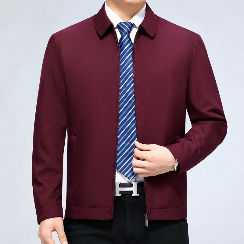 Brand High-End Men's Jacket, Middle-Aged Dad's Business Casual Jacket, No-Iron Anti-Wrinkle Spring and Autumn Men's Jacket