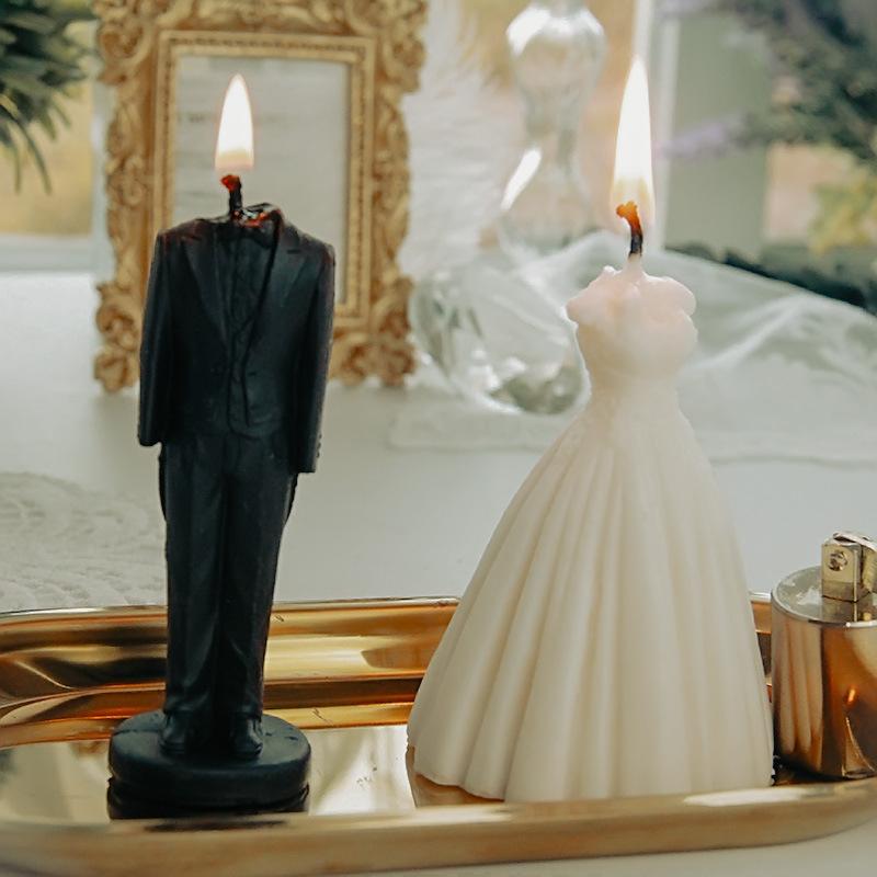 Dream Wedding Bridal Gown & Suit Scented Candle Qixi Gift Love Declaration Marriage Favors Gift Box Bedroom Decor