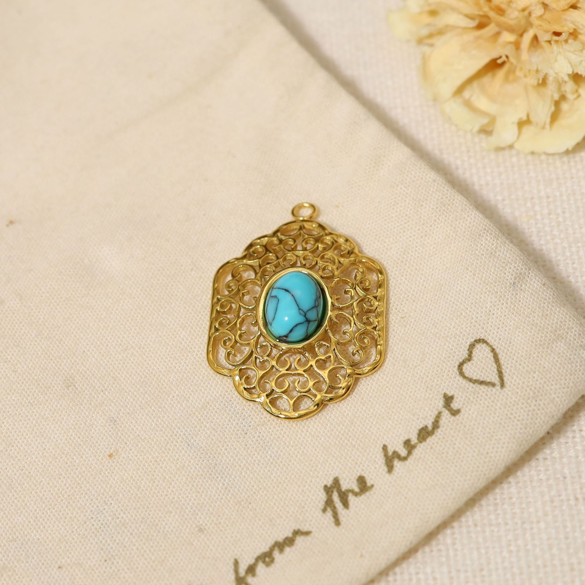 DIY colgante de piedra natural accesorios 18K chapado al vacío collar de acero de titanio pendientes productos semiacabados accesorios fábrica al por mayor