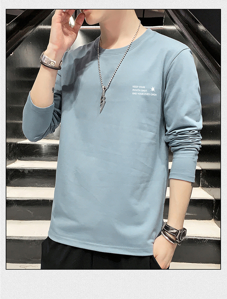 New spring and autumn men's long-sleeved T-shirts, men's trendy cotton T-shirts, men's T-shirts, loose and thin sweatshirts, men's fashion pic 45