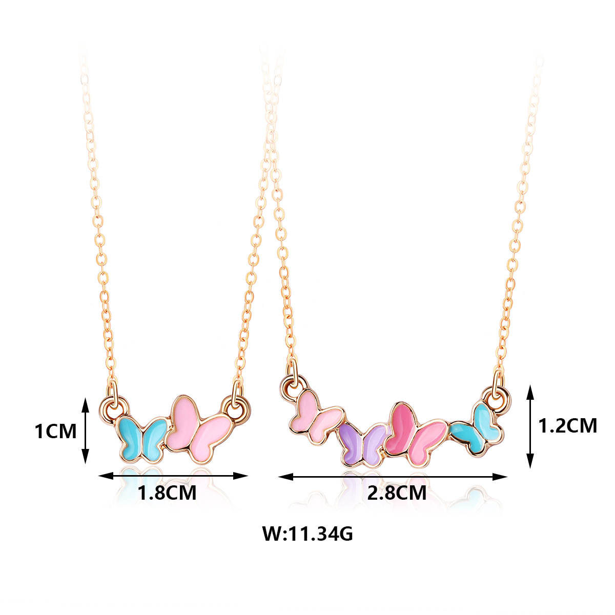 12g Weight Necklace Classification 1 Set Quantity Daily Occasion Alloy Material Butterfly Pattern Kid'S Gender Plating Design Cute, Sweet Style Cute Sweet Butterfly Alloy Plating Kid'S Necklace 13
