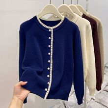 初秋长袖上衣针织开衫叠穿新款高端洋气针织衫冬季潮妈打底毛衣女